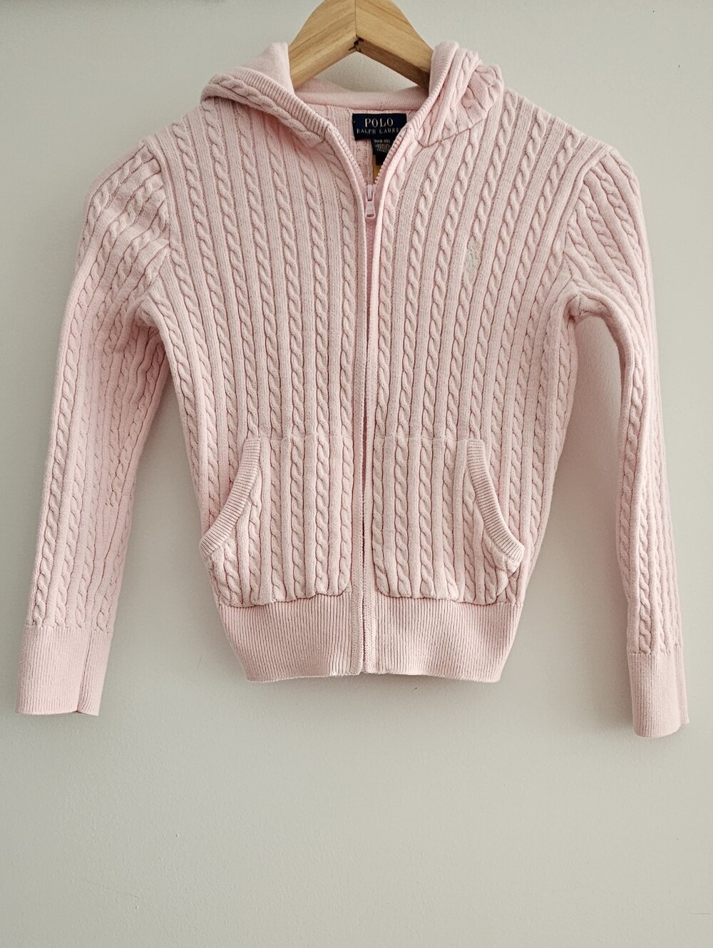Polo by Ralph Lauren Mini-Cable Cotton Full-Zip Hoodie Size M (8-10)